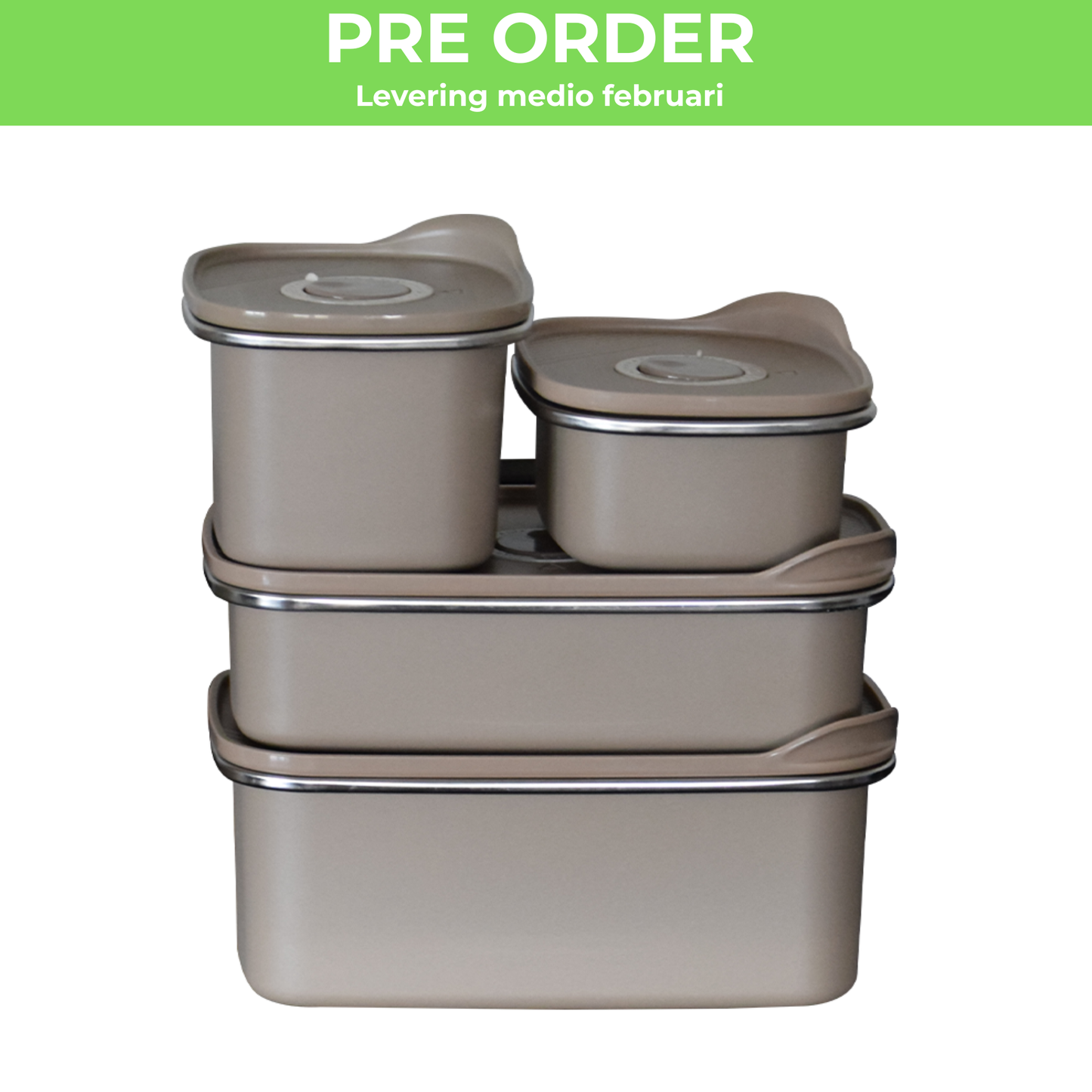 PRE ORDER - RVS Mealprep set - 300 ml, 500 ml, 700 ml, 1100 ml - Khaki