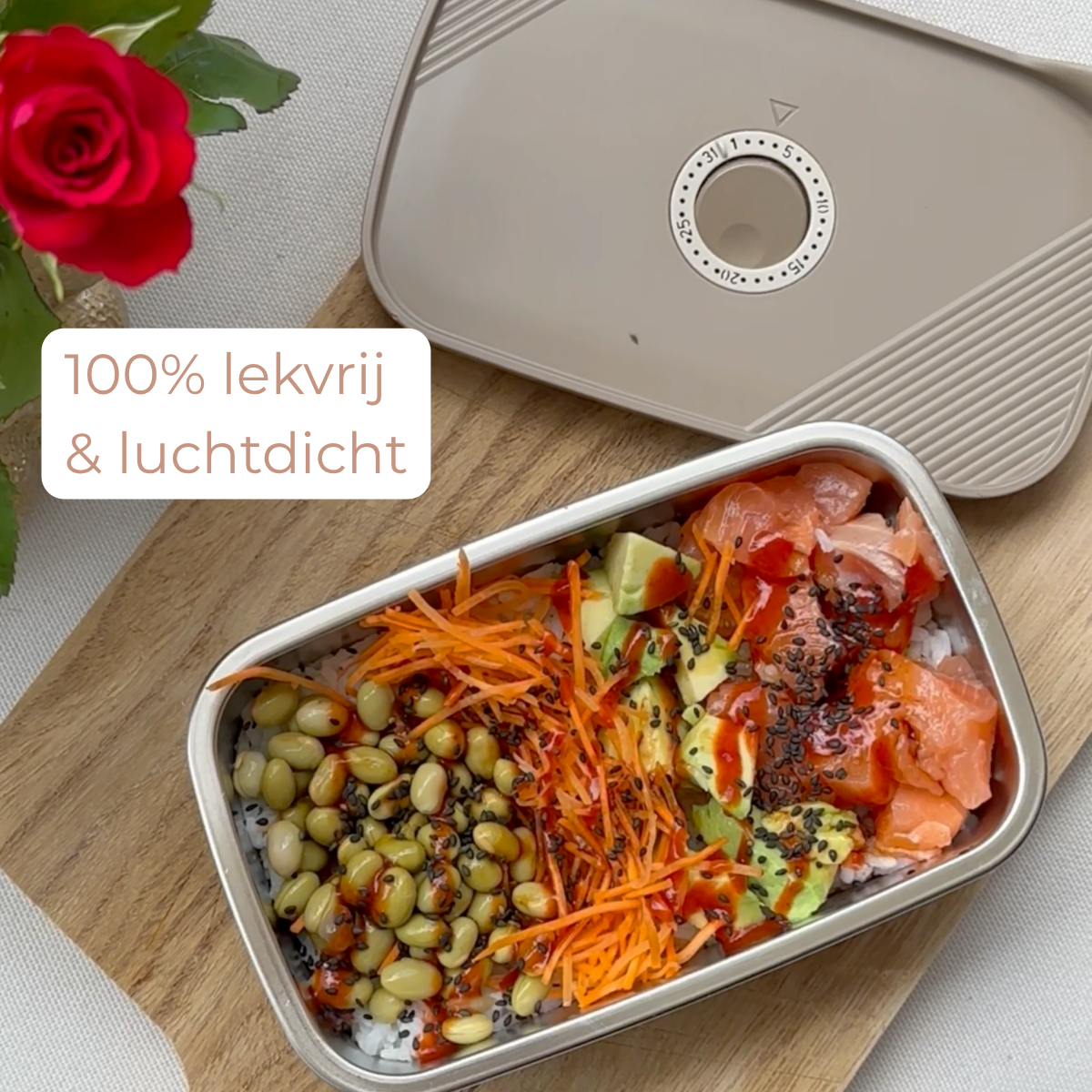 RVS Mealprep set - 300 ml, 500 ml, 700 ml, 1100 ml - Khaki