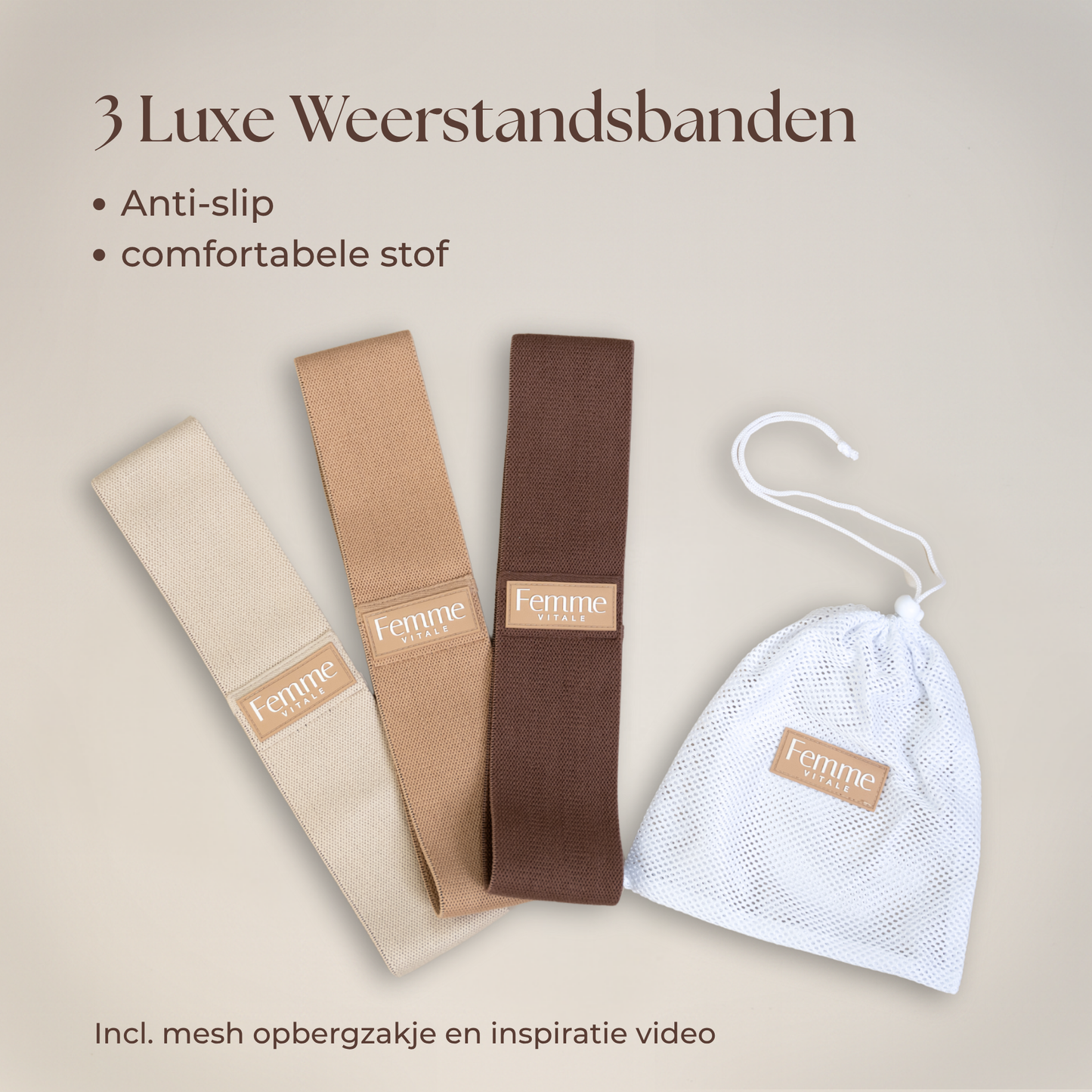 Booty bands set in 3 kleuren die niet afzakken door de anti-slip laag.