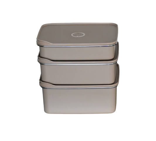Femme Vitale Meal Prep Bakjes - Lekvrij, Luchtdicht & BPA vrij - Vershoudbakjes 3 Stuks - 1700 ml, 2400 ml, 3200 ml - Khaki