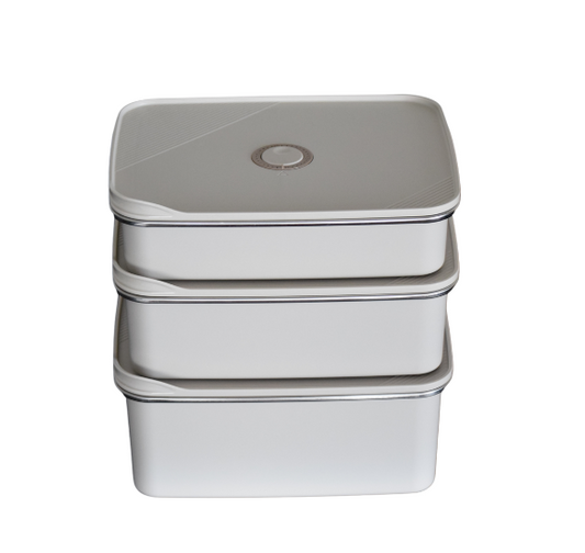Femme Vitale Meal Prep Bakjes - Lekvrij, Luchtdicht & BPA vrij - Vershoudbakjes 3 Stuks - 1700 ml, 2400 ml, 3200 ml - Khaki